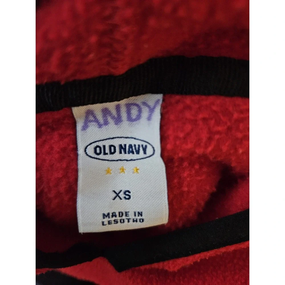 Old Navy Kids XS Red‎ Fleece Hoodie Y2K Style Embroidered Logo